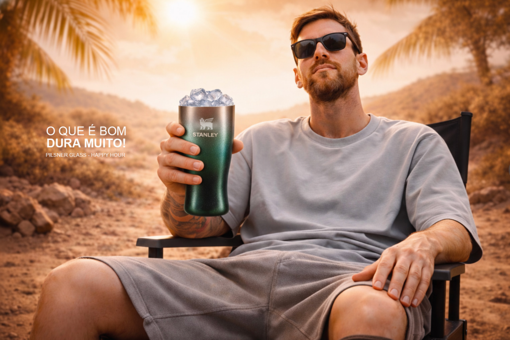Stanley — homem com copo térmico em uma pausa ao ar livre
